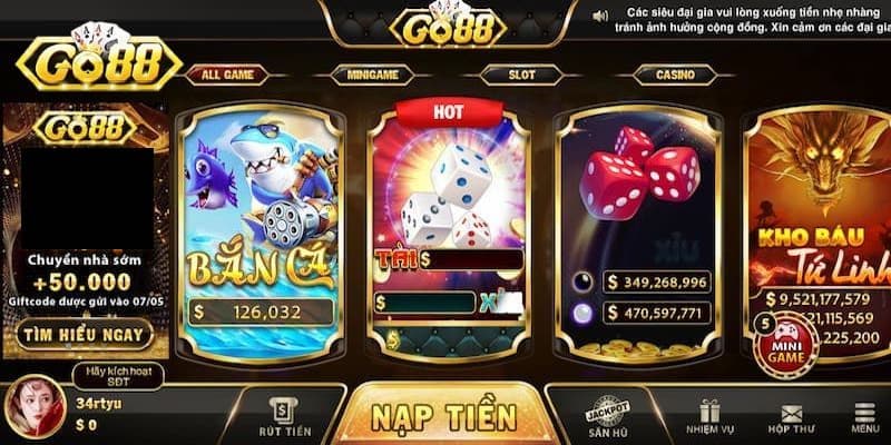 Giới thiệu một số thể loại game hấp dẫn tại Go88